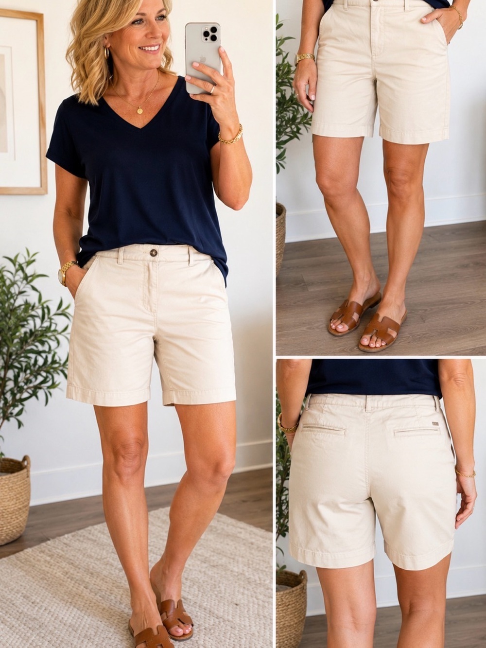 Lauren Ralph Lauren Light Tan Chino Bermuda Shorts Size 8 Women’s Classic Cotton